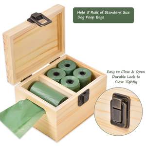 Dispensador de bolsas para excrementos de perro para exteriores, soporte de pared, estación de bolsas para desechos de mascotas, caja de madera con patrón de huellas para jardín, estaca para patio, almacenamiento de pared para porche - Product Image 5