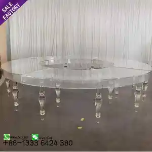 Modern Dinning Custom White Acrylic Leg Crystal Clear Transparente Ghost Oval Round Table Top Decoração Do Partido Para O Casamento Do Evento