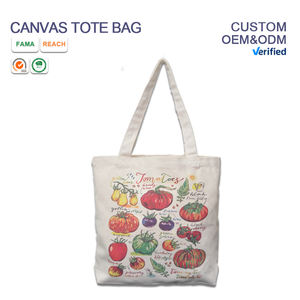Sac en toile de créateur recyclable imprimé de logo personnalisé de haute qualité Grand sac fourre-tout en toile en coton naturel uni - Product Image 1
