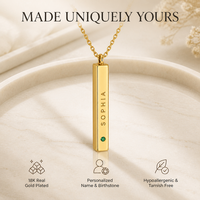 Collier personnalisé en acier inoxydable plaqué or 18 carats Xinrui avec nom et barre verticale 3D, bijou avec pierre de naissance, étanche, cadeau