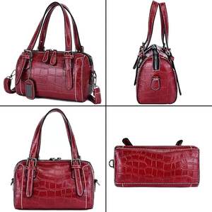 Trendy Genuine Leather Women's Crossbody <b>Handbag</b> <b>Summer</b> Cowhide Lichee Pattern Eco-Friendly Waterproof Zipper Closure 1-1.9L - Product Image 3