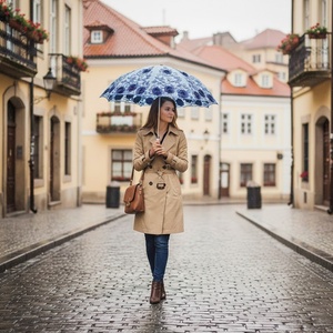 Parapluie de voyage Sunny Kinte 2025 de luxe noir enduit, coupe-vent, 34 pouces, motif fleur de rose bleue, protection UV pour la rentrée scolaire - Product Image 6