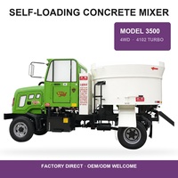 Camion malaxeur à béton autochargeur mobile de 1,5 m³, mini, système entièrement hydraulique, moteur, décharge à bouche plate, 92 kW, 5000 kg