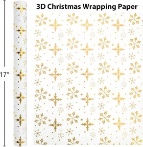 Wedding Christmas snowflake star <b>pattern</b> gold embossed gift wrapping <b>paper</b> Multiple colors available Customizable - Product Image 2