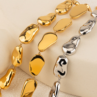 Collier en or 18 carats tendance de luxe en gros, perles irrégulières CCB, chaîne en forme de Y, pendentif plat en forme de goutte d'eau, collier tendance pour femmes