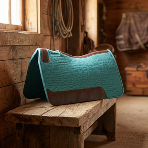 Tapis de selle tout usage GN Export en coton et laine, garni, avec bordure en cuir marron et doublure en polaire pour l'équitation - Product Image 3