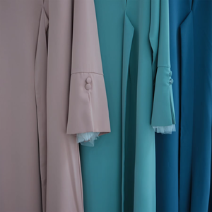 <span class=keywords><strong>Abbigliamento</strong></span> L-318 islamico abiti da donna modesti abiti da donna Abaya chiusi abiti musulmani Nida Dubai Abaya 2025 manica a fessura con pizzo - Product Image 6