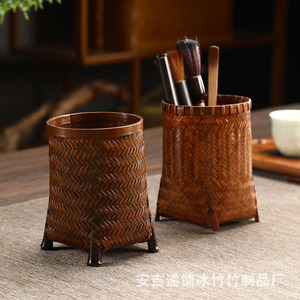 Portavasos de Ratán Tejido a Mano, Forma Poligonal, Tipo Vertical, Accesorios para la Ceremonia del Té - Product Image 2