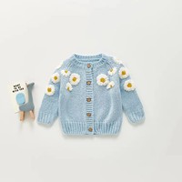 Ins Automne Vêtements Bébé À La Main Brodé Cardigan Pull Européen Et Américain À La Mode À Manches Longues Daisy Top