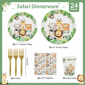 Ensemble de <span class=keywords><strong>vaisselle</strong></span> <span class=keywords><strong>jetable</strong></span> sur le thème des animaux de la <span class=keywords><strong>jungle</strong></span> pour fête Safari, fournitures de fête pour bébé sur le thème de la faune de la <span class=keywords><strong>jungle</strong></span> - Product Image 3