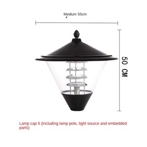 Lampadaire solaire LED de jardin 300 cm de hauteur, corps en fer IP66, abat-jour en verre, blanc chaud doux 2700K, contrôle par détecteur de mouvement, angle de faisceau 144° - Product Image 2