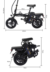 <span class=keywords><strong>Bicicleta</strong></span> Eléctrica Plegable con Cuadro de Acero al Carbono, Motor en el Buje Trasero, <span class=keywords><strong>Bicicleta</strong></span> Eléctrica Plegable <span class=keywords><strong>Pequeña</strong></span> de 3 Velocidades, 48V, Dos Asientos - Product Image 6