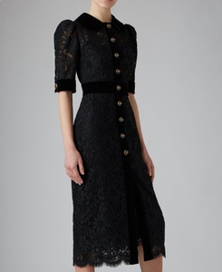 Tùy chỉnh 100% bông ren ăn mặc cho phụ nữ thanh lịch Midi chiều dài giản dị mùa hè ăn mặc với vòng eo tự nhiên may thực hiện ăn mặc nhà máy - Product Image 4