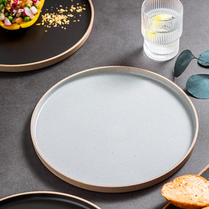 Assiettes en céramique rustiques à bords droits de 11 pouces, assiettes à steak multicolores mates, assiettes en céramique de qualité commerciale cuite à haute température - Product Image 1