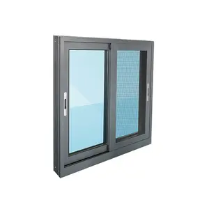 DRUET-ventana deslizante de aluminio de doble acristalamiento, ventana deslizante de vidrio reflectante, estilo americano