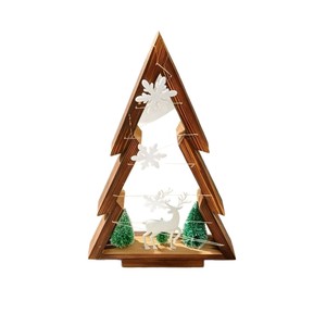Wooden Christmas <b>Tree</b> <b>Ornament</b> Medium Size Hanging Desk Decoration For Home Holiday Display - Product Image 5