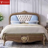 Lit en bois massif de style rétro français Versailles, lit double, lit de chambre principale, lit de villa, grand lit, lit de luxe