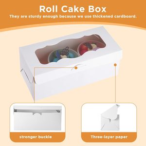 Boîtes à biscuits blanches avec fenêtre, boîtes à gâteaux pour gâteaux roulés, desserts, muffins, beignets, bonbons et pâtisseries - Product Image 4