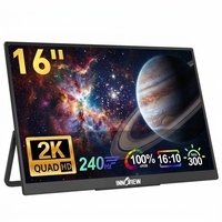 Monitor Portabel 16 Inci 2K QHD 2560X1600 IPS 240Hz FreeSync Layar Matte Dengan Speaker Bawaan untuk Laptop Gaming Mac