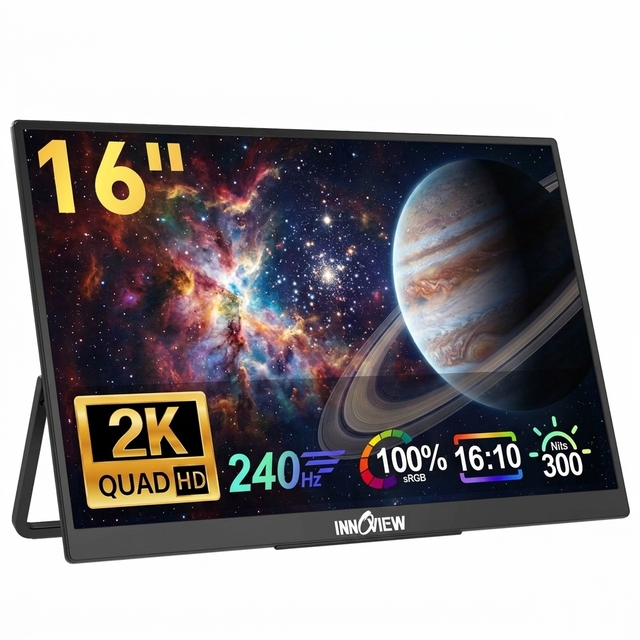 16 Inch 2K QHD 2560X1600 IPS Portable Monitor 240Hz FreeSync Matte Screen With Built in Speakers for Gaming Laptop Mac