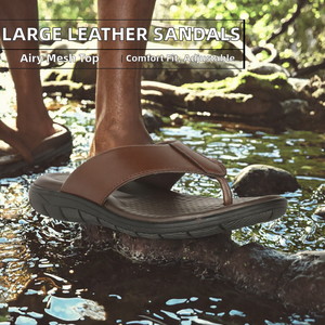 Sandalias de Hombre con Aspecto de Cuero, Chanclas con Punta Cerrada, Transpirables, Antideslizantes, para Playa y Exteriores, Talla Grande - Product Image 2