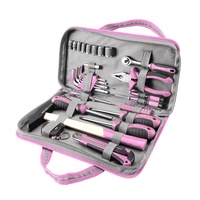 6596 EXTOL Ensemble d'outils manuels pour femmes 39 pièces / Kit d'outils mignons / Trousse à outils de réparation domestique pour femmes Kit d'outils rose Outils et quincaillerie
