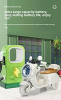 Moto électrique pour enfants, tricycle télécommandé, voiture jouet avec lumières et musique, moto biplace