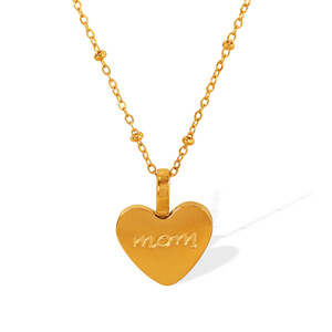 Collar minimalista con colgante de corazón para mamá, cadena de acero inoxidable pulido a prueba de agua, joyería al por mayor para el Día de la Madre para mujer - Product Image 6