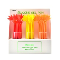 Stylo gel créatif en forme de feuille de tournesol porte-bonheur de dessin animé, stylo signature en forme de fleur musicale, encre scintillante, plastique, métal, bambou, 0,5 mm