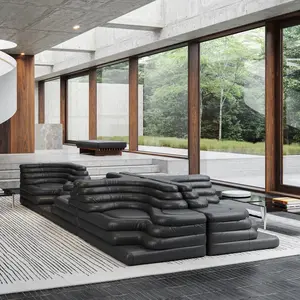 Set sofa Desain Khusus minimalis Italia kupon kulit modular bagian sofa abad pertengahan desainer Modern