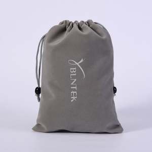 Pochette à cordon en velours vert clair personnalisée avec logo en relief pour colliers, bagues, lunettes, montres - Taille et couleur personnalisées - Product Image 5