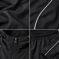 Ensemble de survêtement léger en nylon pour homme, coupe-vent à capuche, veste active zippée et pantalon de survêtement avec passepoil contrastant, vente en gros