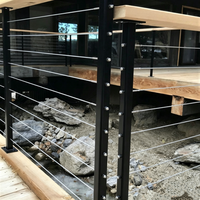 Kit complet de garde-corps moderne en câble en acier inoxydable 316, poteau carré noir, main courante en fil métallique pour terrasse, balcon, escalier, parc, extérieur
