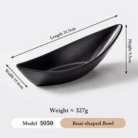 Bol en mélamine noir de 31,5 cm, forme bateau, caractéristiques chinoises, incassable, qualité alimentaire, pour restaurant et hôtel