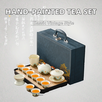 Ensemble de tasses à thé en céramique élégantes à motif paysage chinois avec Gaiwan pour la cérémonie du thé à domicile, la méditation et la relaxation quotidienne