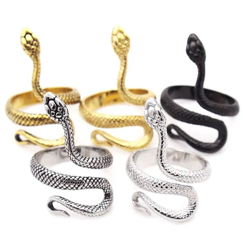 Hot Selling Vintage Stainless Steel Jewelry Hiphop Long Neck Men's Snake Ring