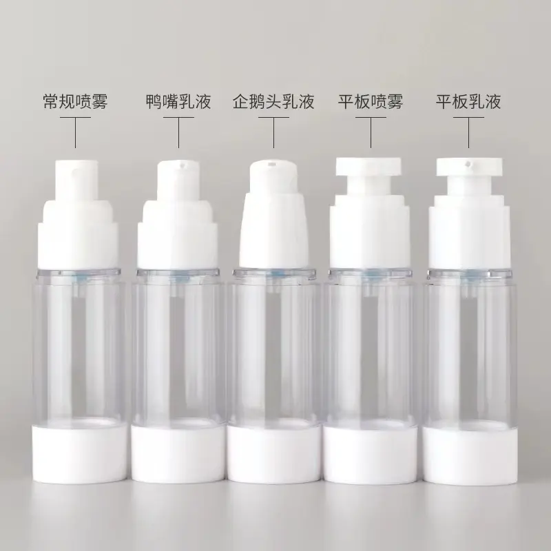 Botol tanpa udara indah label pribadi kustom dengan penutup tahan debu untuk rias dan perawatan wajah