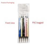 SunelPort – Kit de stylos à points pour nail art de haute qualité, 5 pièces, tiges en acier métallique, perles incrustées de diamants, ensemble de pinceaux double embout, personnalisable