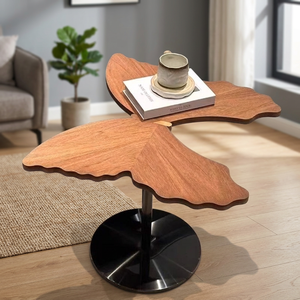 <b>Modern</b> Wood <b>Coffee</b> <b>Table</b> With <b>Black</b> Metal Base Minimalist Living Room Furniture Handmade Design - Product Image 4