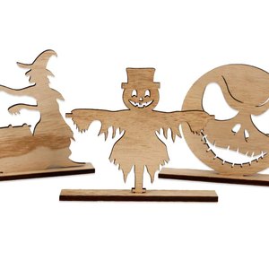 Spooky Halloween Themed Wood Ornaments Festive Ambiance Table Decor & Wall Signs Handmade Wooden Crafts and Boxes