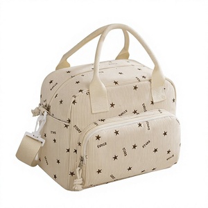 Corduroy Cross-body <b>Lunch</b> <b>Box</b> Bag One-shoulder Portable Bento Bag <b>Work</b> Student Travel Insulation Bag - Product Image 1
