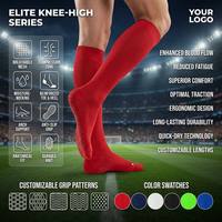 Chaussettes de football antidérapantes robustes avec soutien de la voûte plantaire et de la cheville, respirantes en maille, hauteur genou, pour équipes de football