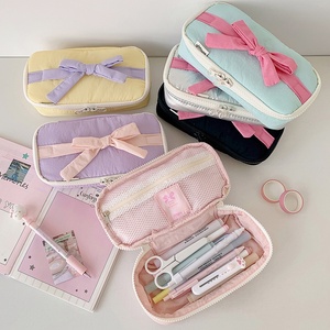 Trousse en tissu polyester doux avec nœud pour <span class=keywords><strong>étudiant</strong></span>s, rangement de fournitures scolaires et de planificateurs, sac de bureau DIY, modèle BD36 - Product Image 1