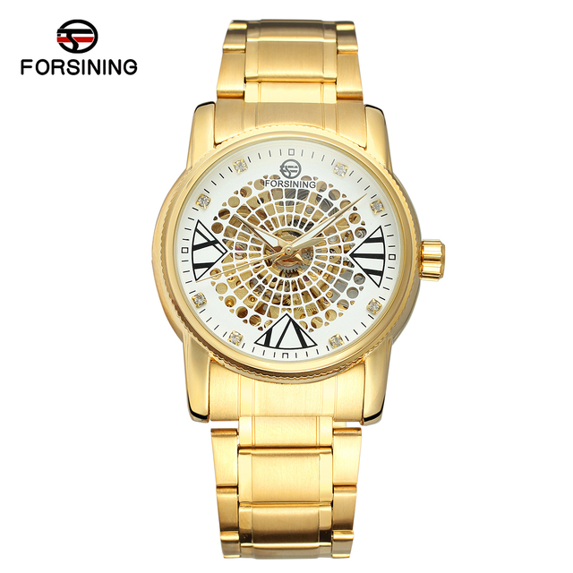 Montr Femm Forsining Skeleton Wristwatch Original China Factory Gold Color Custom Wholesale Gift Mechanical Watch Men Unique