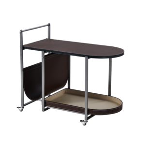 Modern Movable Leather <strong>Corner</strong> <strong>Table</strong> with Shelving Sense Trolley Design <strong>for</strong> <strong>Small</strong> Apartment Home Furniture Set - Product Image 3
