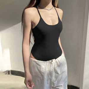 ชุดบอดี้สูทโยคะผู้หญิง แบบเปิดหลัง ผ้าซีทรู สีพื้น เซ็กซี่ สไตล์สตรีทแวร์ เสื้อสายเดี่ยว ระบายอากาศได้ดี เป็นมิตรกับสิ่งแวดล้อม ทรงเข้ารูป สไตล์ลำลอง ชุดออกกำลังกาย ชั้นใน - Product Image 6