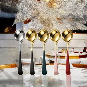 Heavy Duty 304 Stainless Steel Soup & Dessert <b>Spoons</b> Modern Gold <b>Small</b> Design Mirror Polish Anti-Slip Non-Toxic Camping Parties - Product Image 3