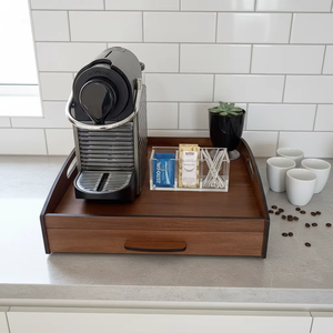 Boîte de rangement pour capsules de café en bois massif de style américain, support carré pour machine à café, taille et logo personnalisables, portable et réutilisable - Product Image 4