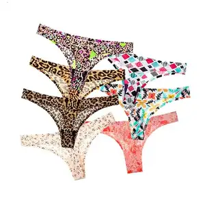 custom print of animal Seamless Panties Thongs For Women Sports Fitness T-back leopard print