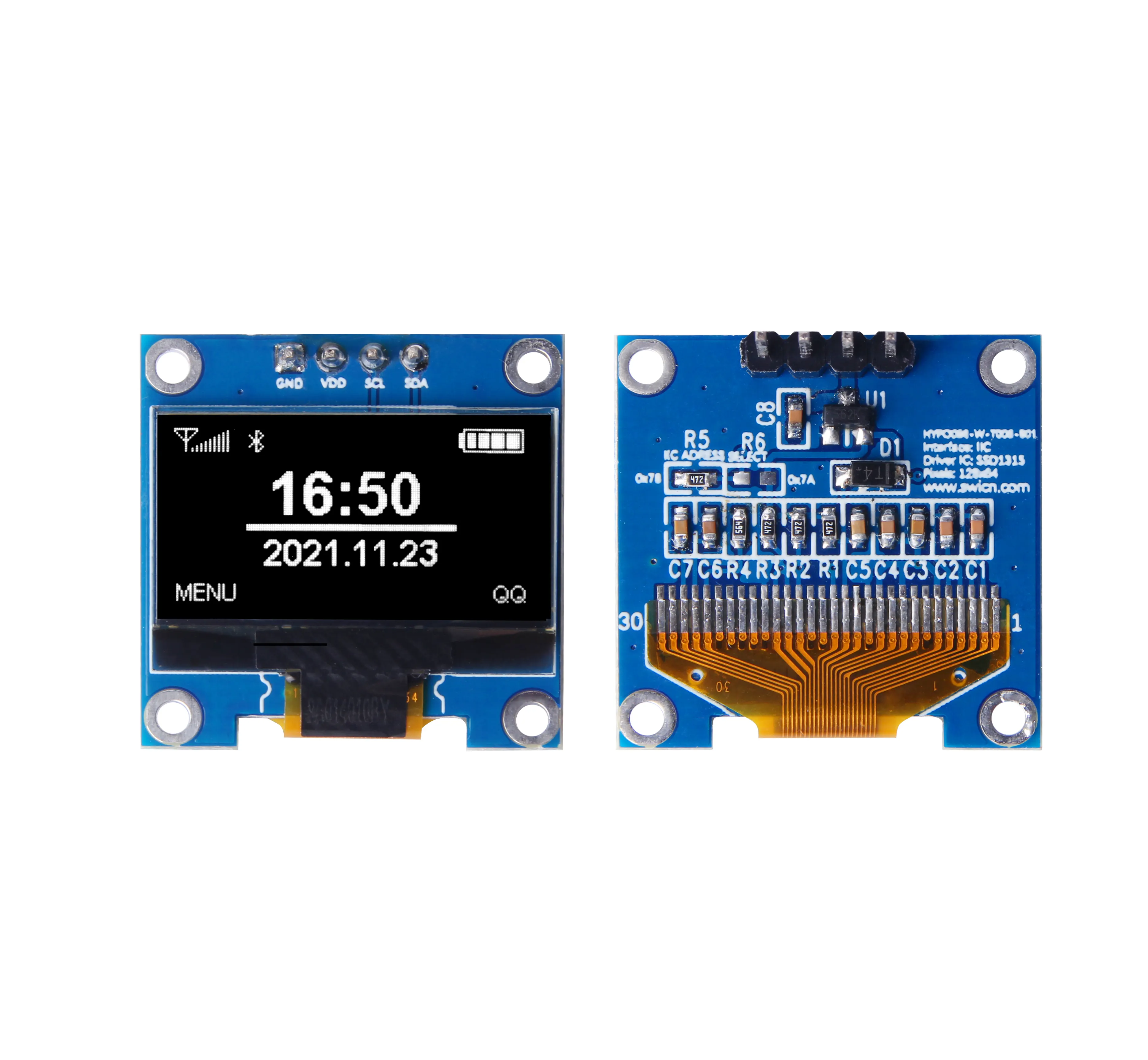 0.96 Inch 128X64 Oled Display Met 4 Pins Pcb Gnd Vdd Scl Sda Diy Arduino Board Smt32 Wit Blauw Kleur Mono Oled